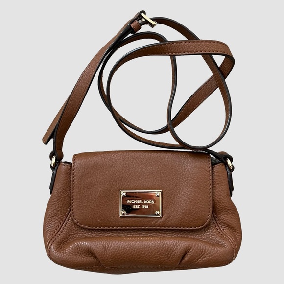 MICHAEL Michael Kors Brown Leather Small Messenger Bag - Picture 1 of 7